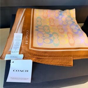 NWT Coach Multicolor Candy Rainbow Collection Signature 100% Silk Scarf
